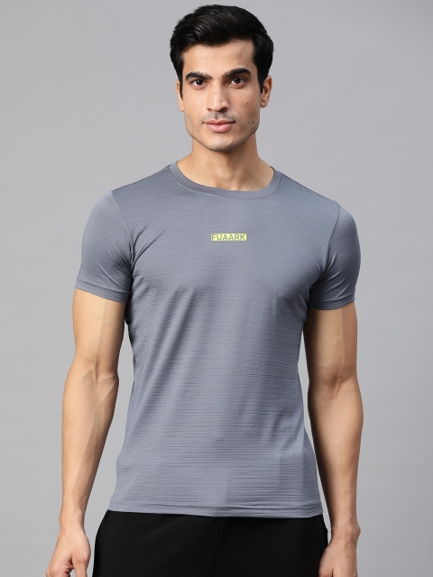 

FUAARK Men Grey Slim Fit Crush Training or Gym T-shirt