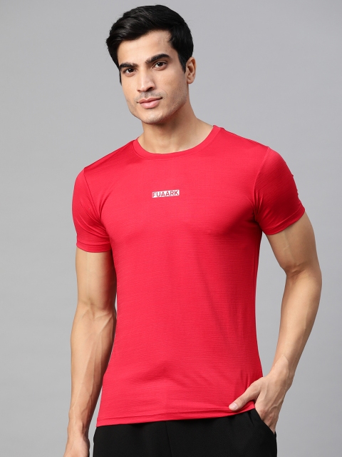 

FUAARK Men Red Slim Fit Crush Training or Gym T-shirt