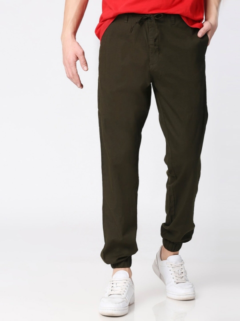 

Bewakoof Men Olive Green Cotton Jogger Pants