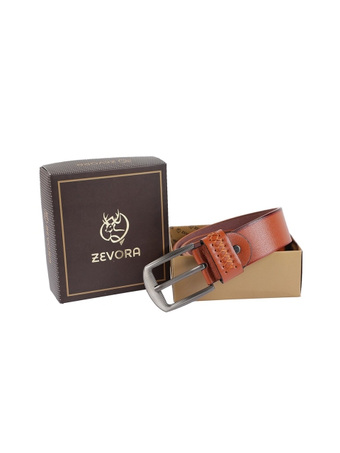 

ZEVORA Men Tan Textured Belt