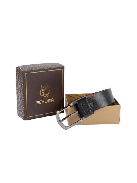 

ZEVORA Men Black Textured PU Belt