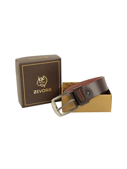 

ZEVORA Men Brown Textured Belt