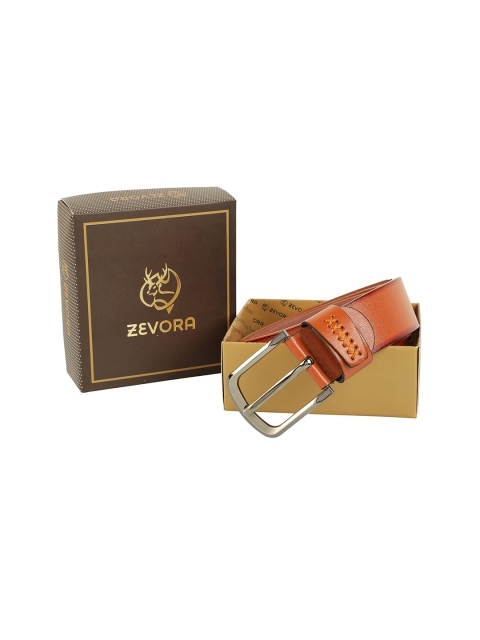 

ZEVORA Men Tan Brown Textured PU Belt