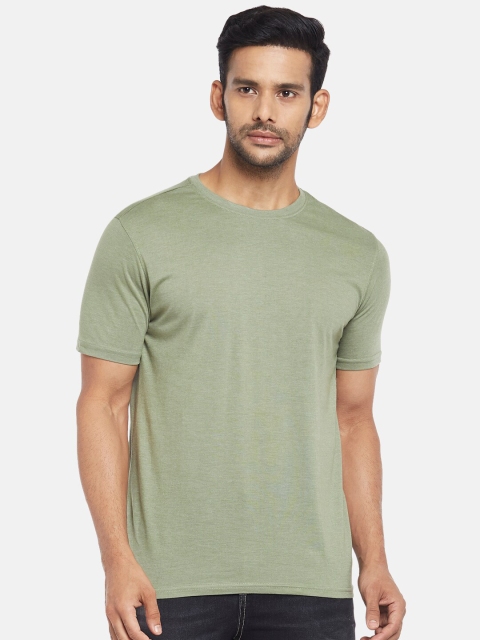 

BYFORD by Pantaloons Men Olive Green Solid Regular Fit T-shirt