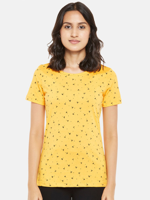 

Honey by Pantaloons Women Mustard Yellow Printed T-shirt