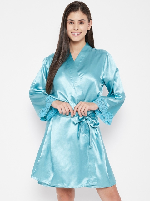 

Clovia Women Blue Solid Chic Basic Robe