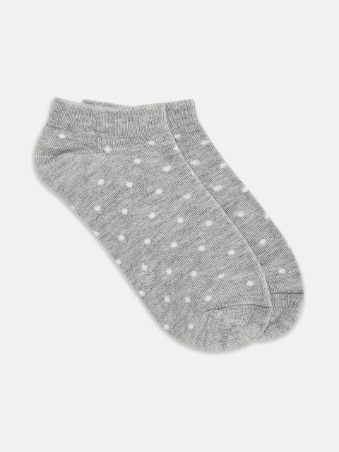 

Honey by Pantaloons Women Grey & White Polka Dots Print Ankle Length Socks