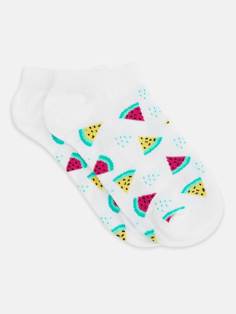 

Honey by Pantaloons Women White & Red Watermelon Print Ankle Length Socks