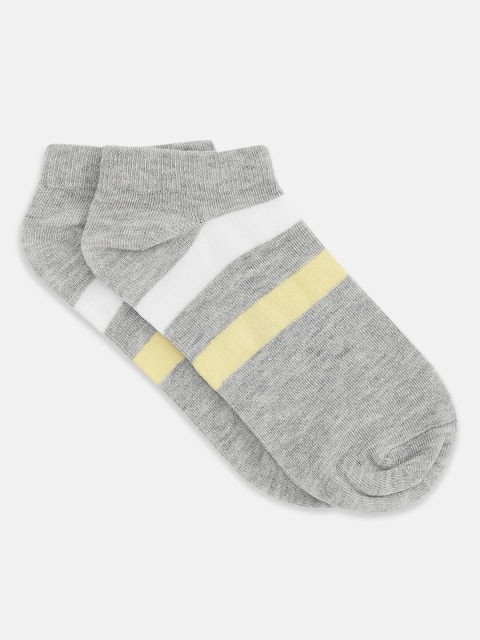 

Honey by Pantaloons Women Grey & Yellow Colourblocked Ankle Length Socks