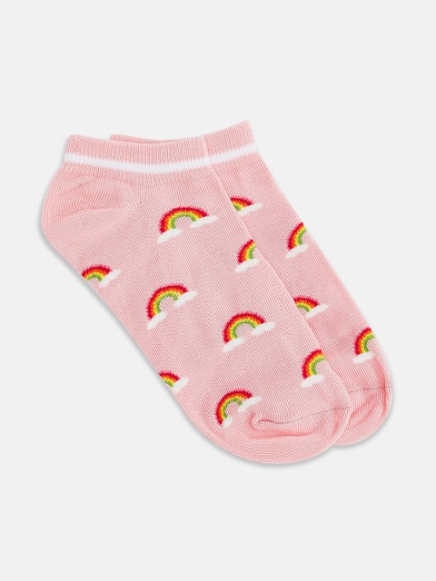 

Honey by Pantaloons Women Pink & Red Rainbow Print Ankle Length Socks