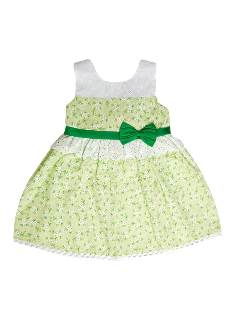 

Enfance Girls Green & White Floral Printed Dress
