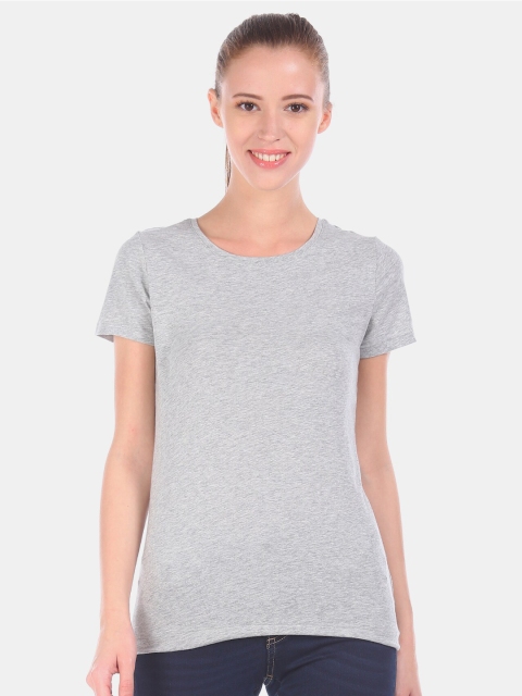 

GAP Women Grey Round Neck Heathered T-Shirt