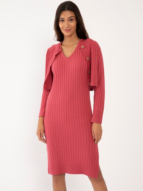 

Zink London Women Pink Acrylic Sweater Dress