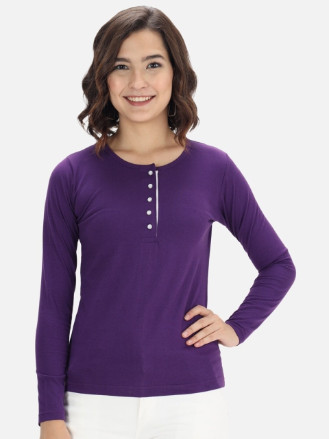 

The Dry State Women Purple V-Neck Slim Fit T-shirt