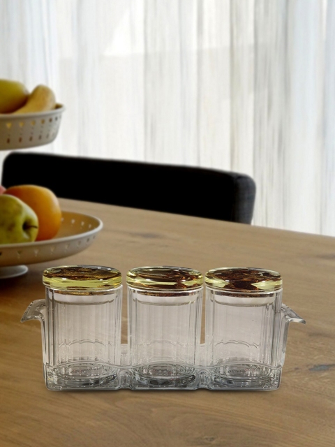 

OBSESSIONS Transparent & Maroon Set Of 3 Agua Acrylic Air Tight Jar