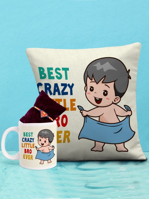 

TIED RIBBONS Boys Red Superman Rakhi Gift Pack with Printed Cushion & Coffee Mug