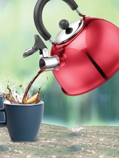 

URBAN CHEF Red Stainless Steel Whistling Kettle