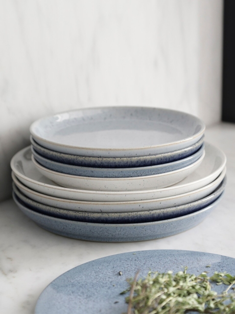

Denby Set of 4 Blue Printed Coupe Dinner Plates