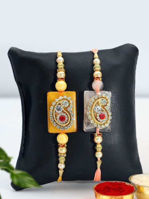 

TIED RIBBONS Multicoloured Set of 2 Rakhis with Greeting Card & Roli Chawal Gift Pack, Multi
