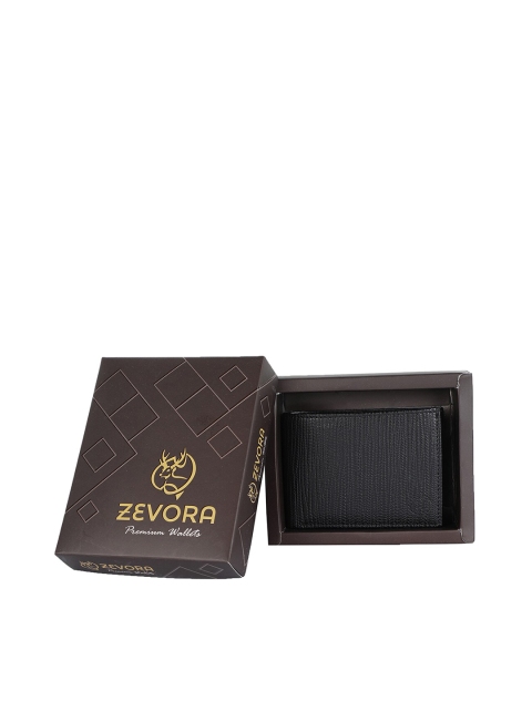 

ZEVORA Men Black Textured Two Fold Wallet