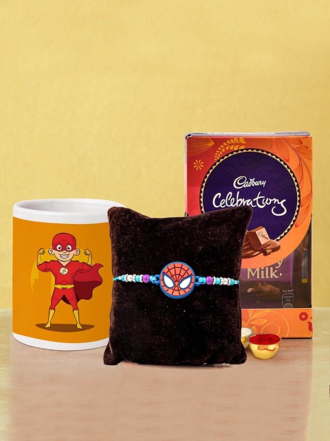 

TIED RIBBONS Boys 4 Pcs Multicoloured Spiderman Rakhi Gift Set, Multi