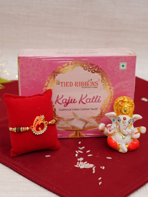 

TIED RIBBONS Rakhi for Brother with Sweets Kaju Katli & Ganesha Idol Combo Gift Pack, Multi
