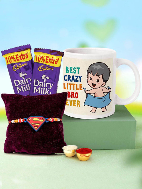 

TIED RIBBONS Boys 5 Pcs Multicoloured Superman Rakhi Gift Set, Multi