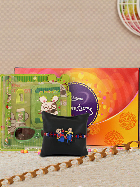 

TIED RIBBONS Boys 3 Pcs Multicoloured Rakhi Gift Set, Multi