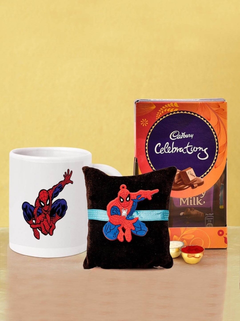 

TIED RIBBONS Boys Rakhi With Cadbury Celebration Chocolates Mug & Roli Chawal Combo Gift, Multi