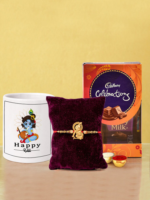 

TIED RIBBONS 4 Pcs Multicoloured Rakhi Gift Set, Multi