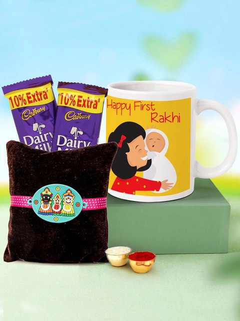 

TIED RIBBONS 5 Pcs Multicoloured Rakhi Gift Set, Multi