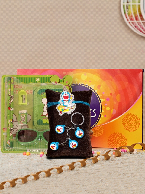

TIED RIBBONS 4 Pcs Multicoloured Doraemon Rakhi Gift Set, Multi