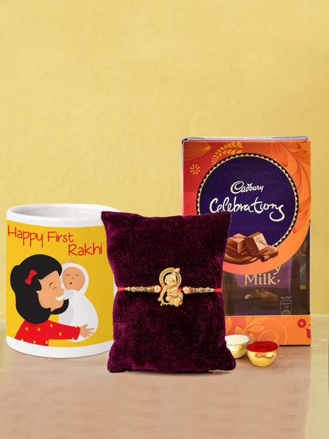 

TIED RIBBONS 4 Pcs Multicoloured Rakhi Gift Set, Multi
