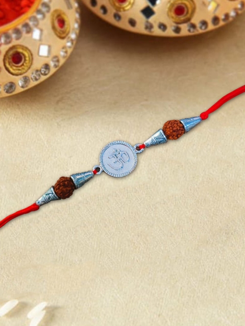 

nestroots Red & Blue Greeting Card & Kalawa Rakhi Set
