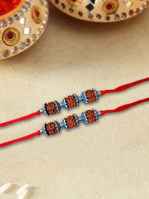 

nestroots Red & Blue Greeting Card & 2 Kalawa Rakhi Set