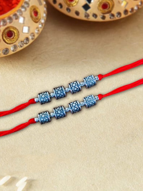 

nestroots Red & Blue Greeting Card & 2 Kalawa Rakhi Set