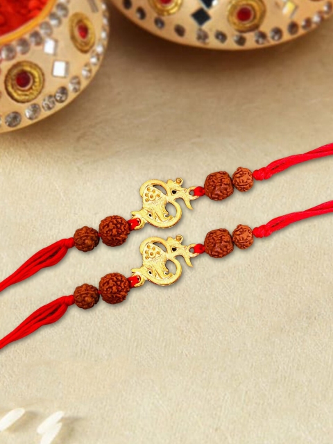 

nestroots Red Set of 2 Kalawa Rakhi Bracelet & Greeting Card