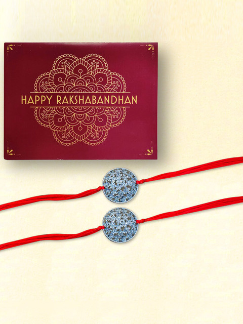 

nestroots Red & Blue Greeting Card & 2 Kalawa Rakhi Set