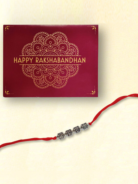 

nestroots Red Kalawa Rakhi Bracelet & Greeting Card