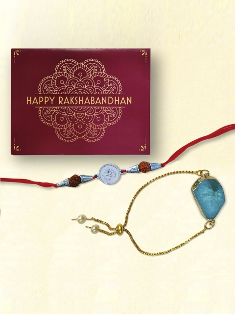 

nestroots Multicoloured Kalawa Rakhi Bracelet & Greeting Card, Multi