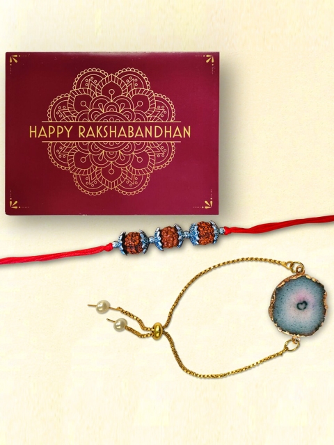 

nestroots Multicoloured Kalawa Rakhi Bracelet & Greeting Card, Multi