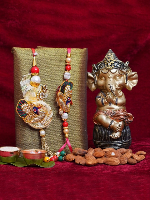 

TIED RIBBONS Bhabiya Bhabhi Rakhi Set with Dry Fruits Almonds & Idol Combo Gift Pack, Multi