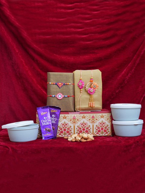 

TIED RIBBONS Bhaiya Bhabhi & Kids Rakhi with Dry Fruits Chocolates & Box, Multi