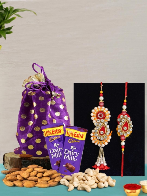 

TIED RIBBONS Multicoloured Rakhi for Bhaiya Bhabhi with Dry Fruits & Chocolates Combo Gift, Multi