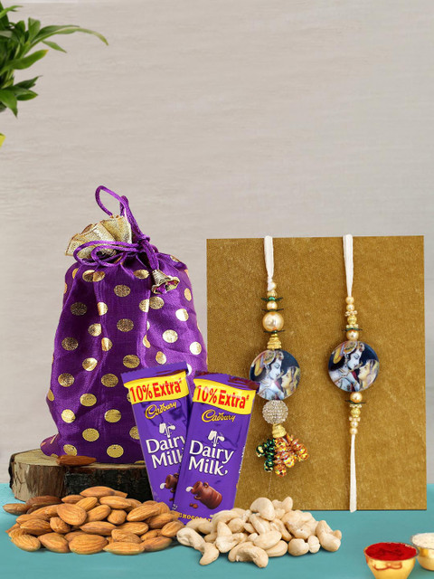 

TIED RIBBONS Lumba Rakhi for Bhaiya Bhabhi with Dry Fruits & Chocolates Combo Gift Set, Multi