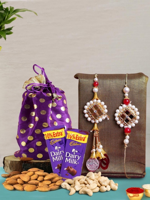 

TIED RIBBONS Rakhi for Bhaiya Bhabhi with Dry Fruits & Chocolates Combo Gift, Multi