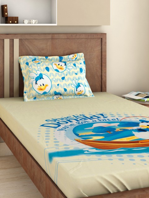 

BOMBAY DYEING Kids Cream-Coloured Cotton 144 TC Single Bedsheet with 1 Pillow Cover
