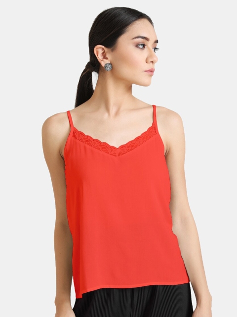 

Kazo Women Orange Lace Detail Top