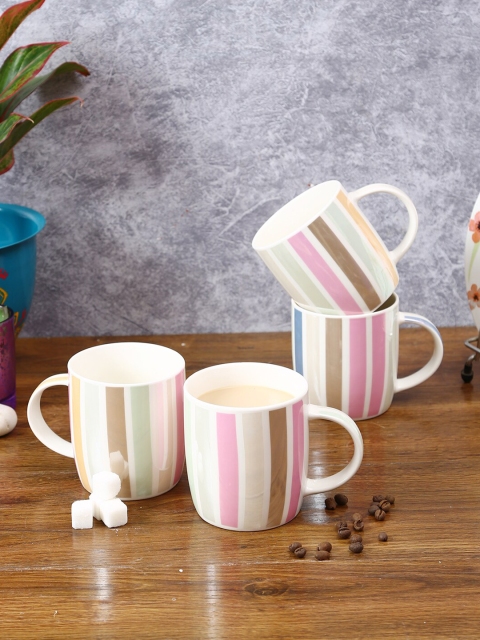 

House Of Accessories Set of 4 Multicoloured Printed Ceramic Glossy Mugs, Multi