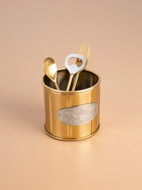 

ellementry Gold-Toned Solid Stainless Steel Cutlery Holder